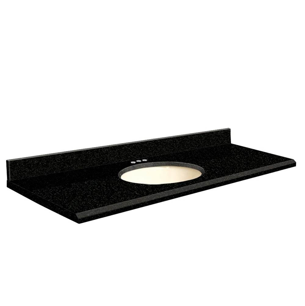 Transolid Granite 61-in x 22-in Bathroom Vanity Top with Beveled Edge, 4-in Centerset, and Biscuit Bowl in Absolute Black Top, Biscuit Bowl
