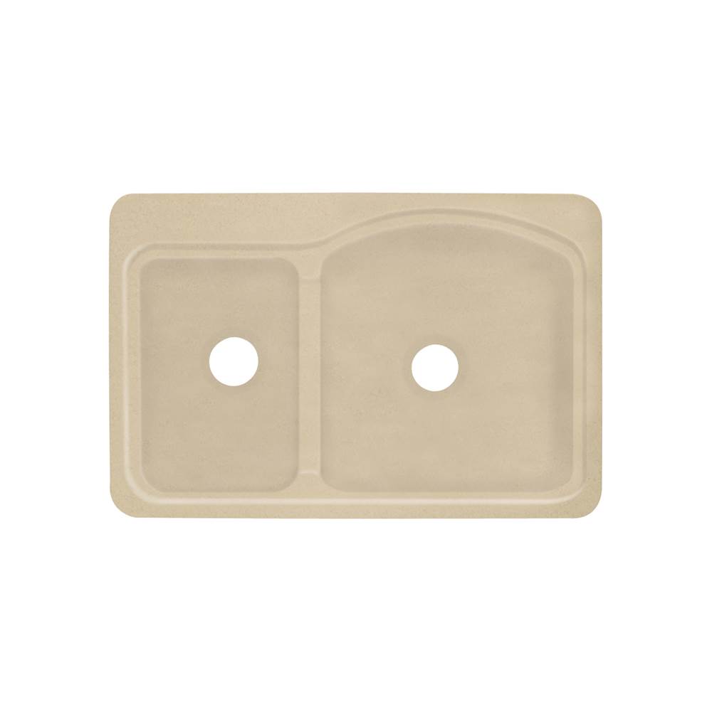 Transolid Cambridge 33in x 22in Solid Surface Drop-in Double Bowl Kitchen Sink, in Matrix Khaki