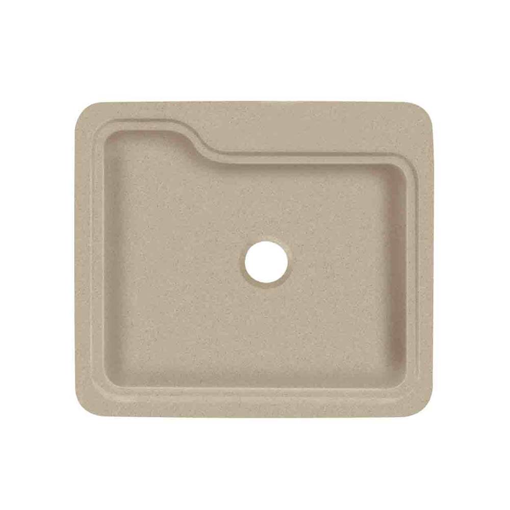 Transolid Portland 25in x 22in Solid Surface Drop-in Single Bowl Kitchen Sink, in Matrix Sand