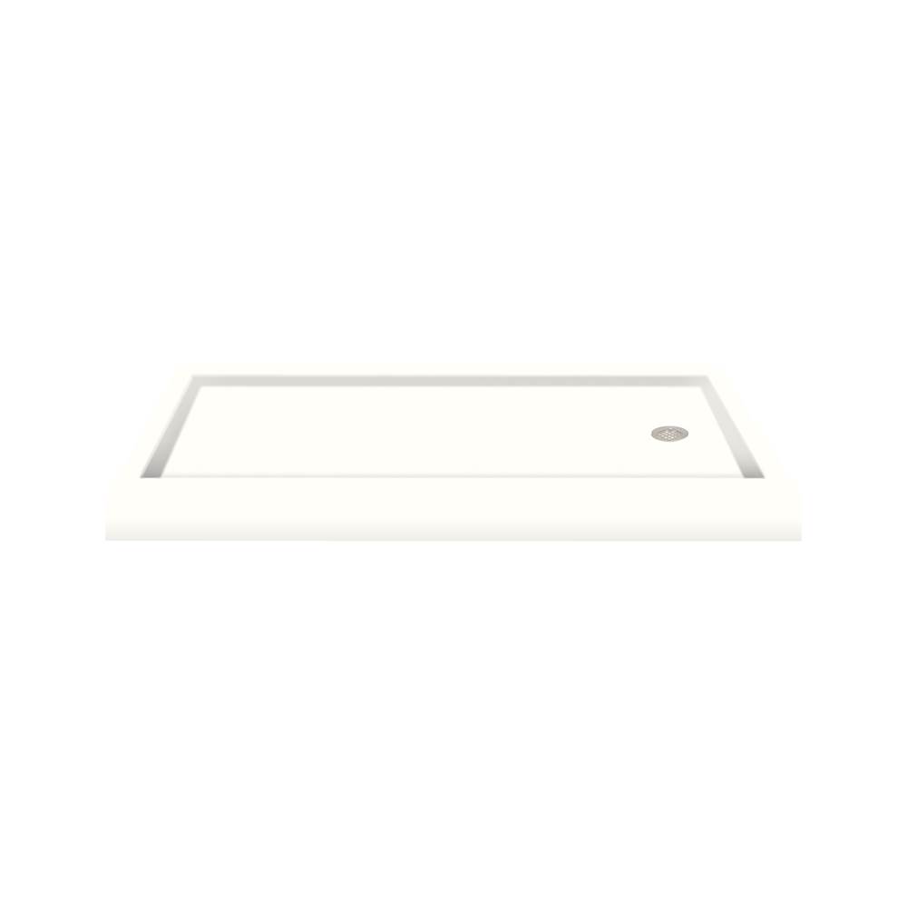 Transolid 60'' x 32'' Decor Solid Surface Right-Hand Shower Base in White