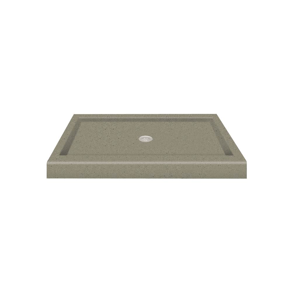 Transolid 48'' x 34'' Decor Solid Surface Shower Base in Peppered Sage
