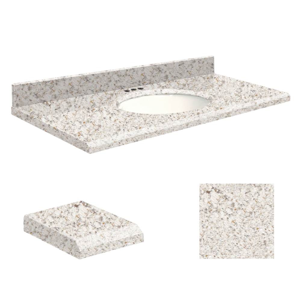 Transolid Quartz 43-in x 22-in Bathroom Vanity Top with Beveled Edge, 4-in Centerset, and White Bowl in Almond Delite Top, White Bowl