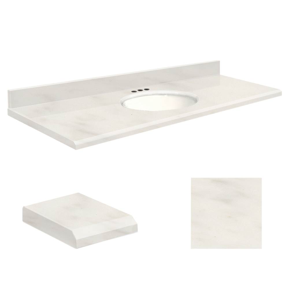 Transolid Quartz 61-in x 22-in Bathroom Vanity Top with Beveled Edge, 4-in Centerset, and White Bowl in Antique White Top, White Bowl