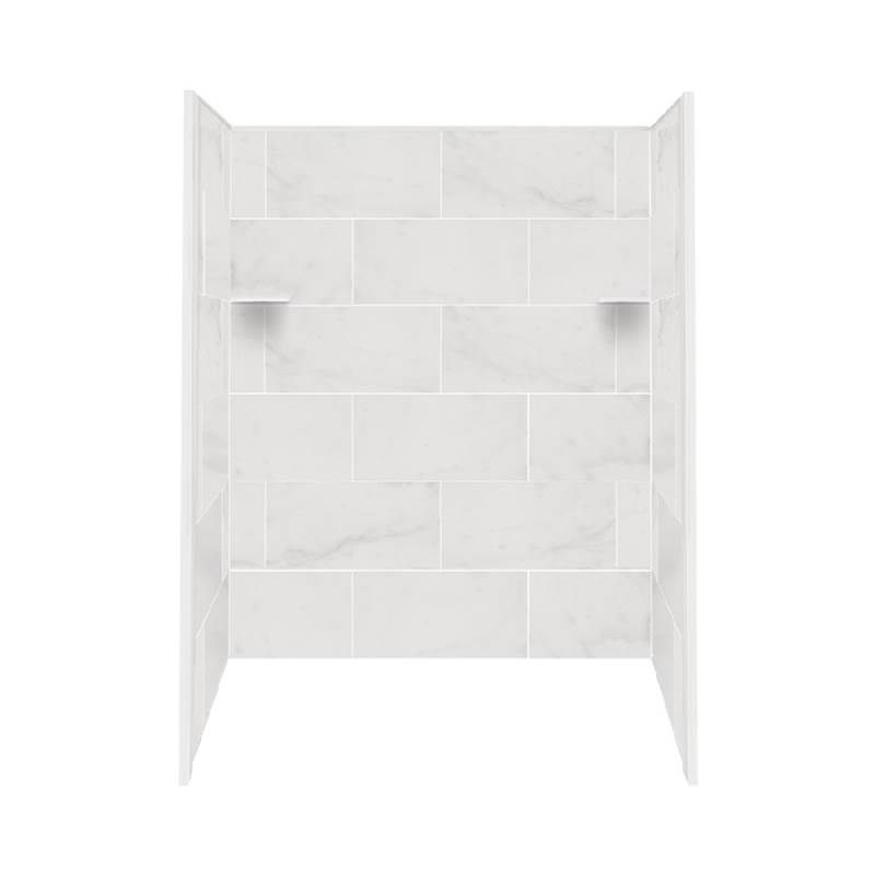 Transolid 60'' x 36'' x 72'' Solid Surface Shower Wall Surround in White Carrara