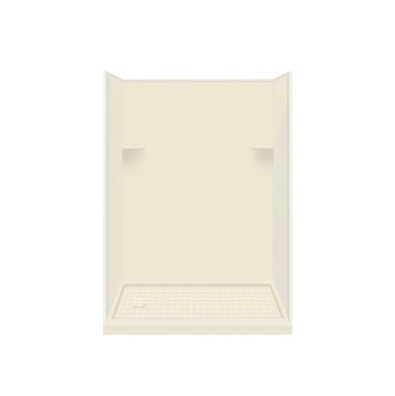 Transolid Studio 30-in x 60-in x 75-in Solid Surface Left-Hand Alcove Shower Kit in Biscuit