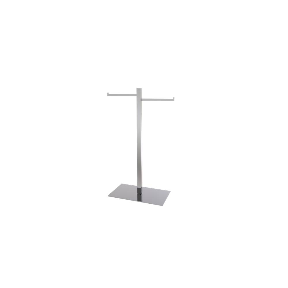 Valsan Essentials Unlacquered Brass Free Standing Double Guest Towel Holder, Square Profile