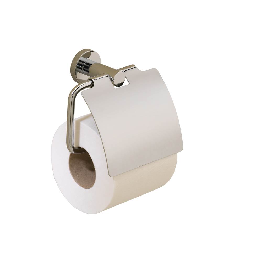 Valsan Porto Satin Nickel Toilet Roll Holder W/Lid