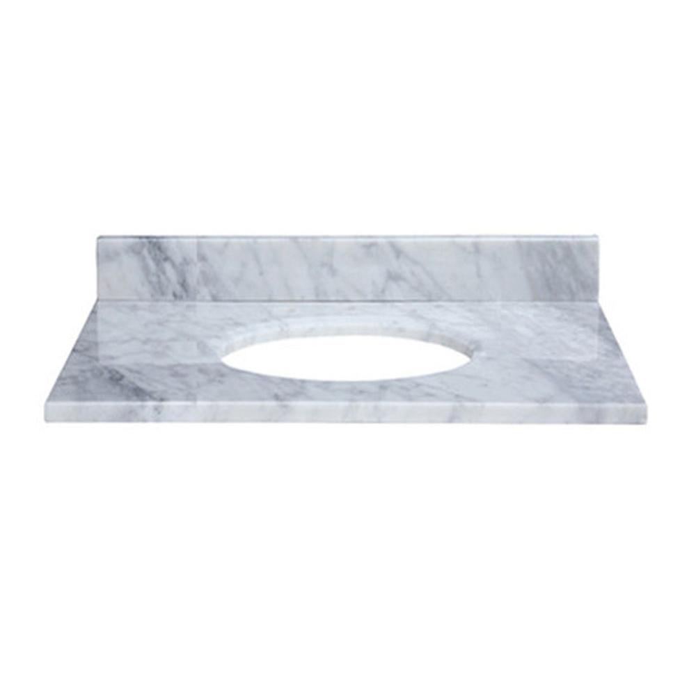 Ryvyr Stone Top - 25-inch for Oval Undermount Sink - White Carrara Marble