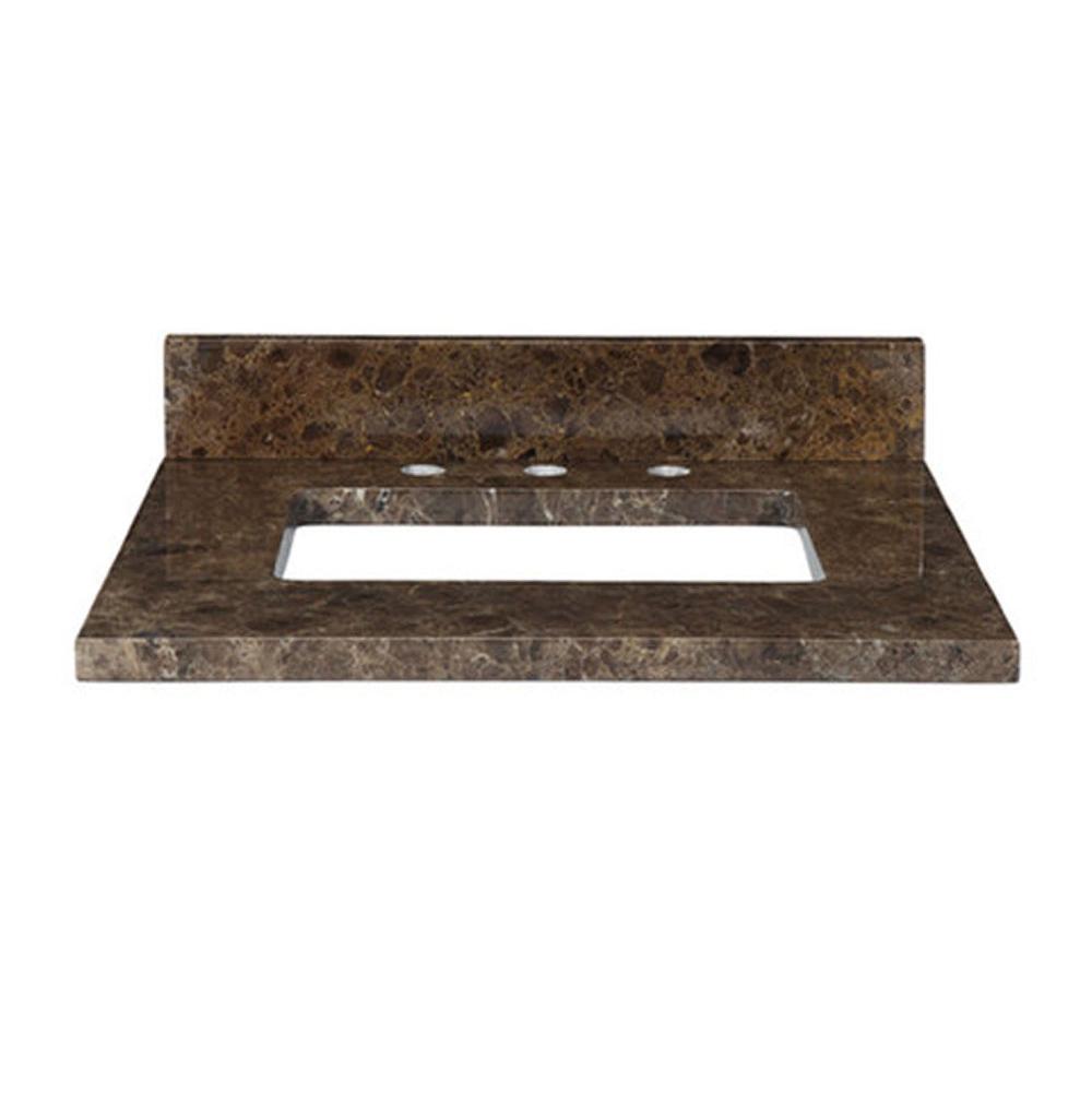 Ryvyr Stone Top - 25-inch for Rectangular Undermount Sink - Dark Emperador Marble
