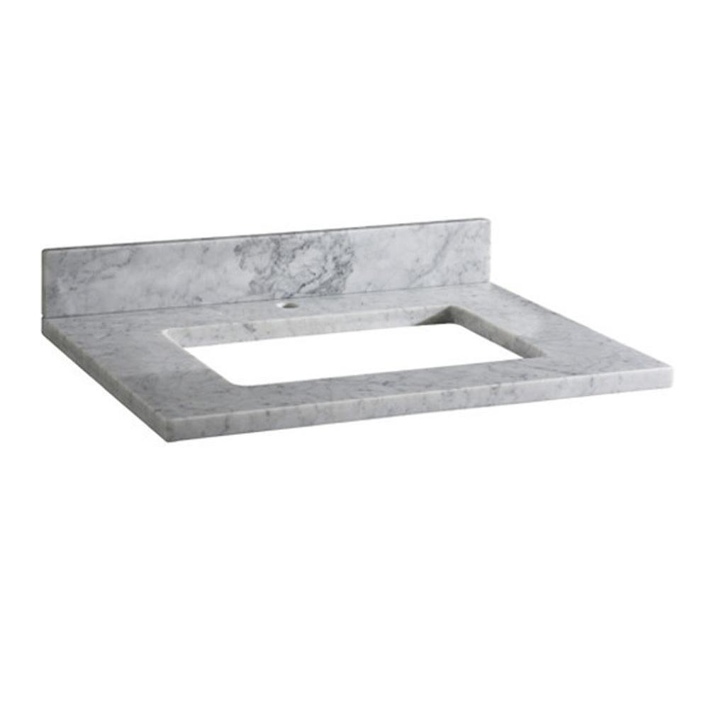 Ryvyr Stone Top - 25-inch for Rectangular Undermount Sink - White Carrara Marble with Single Faucet Hole